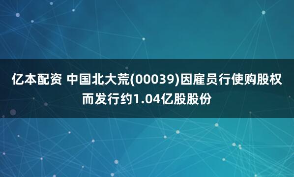 亿本配资 中国北大荒(00039)因雇员行使购股权而发行约1.04亿股股份