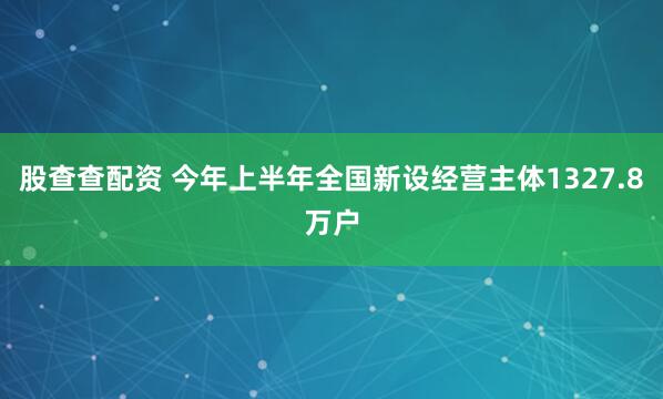 股查查配资 今年上半年全国新设经营主体1327.8万户
